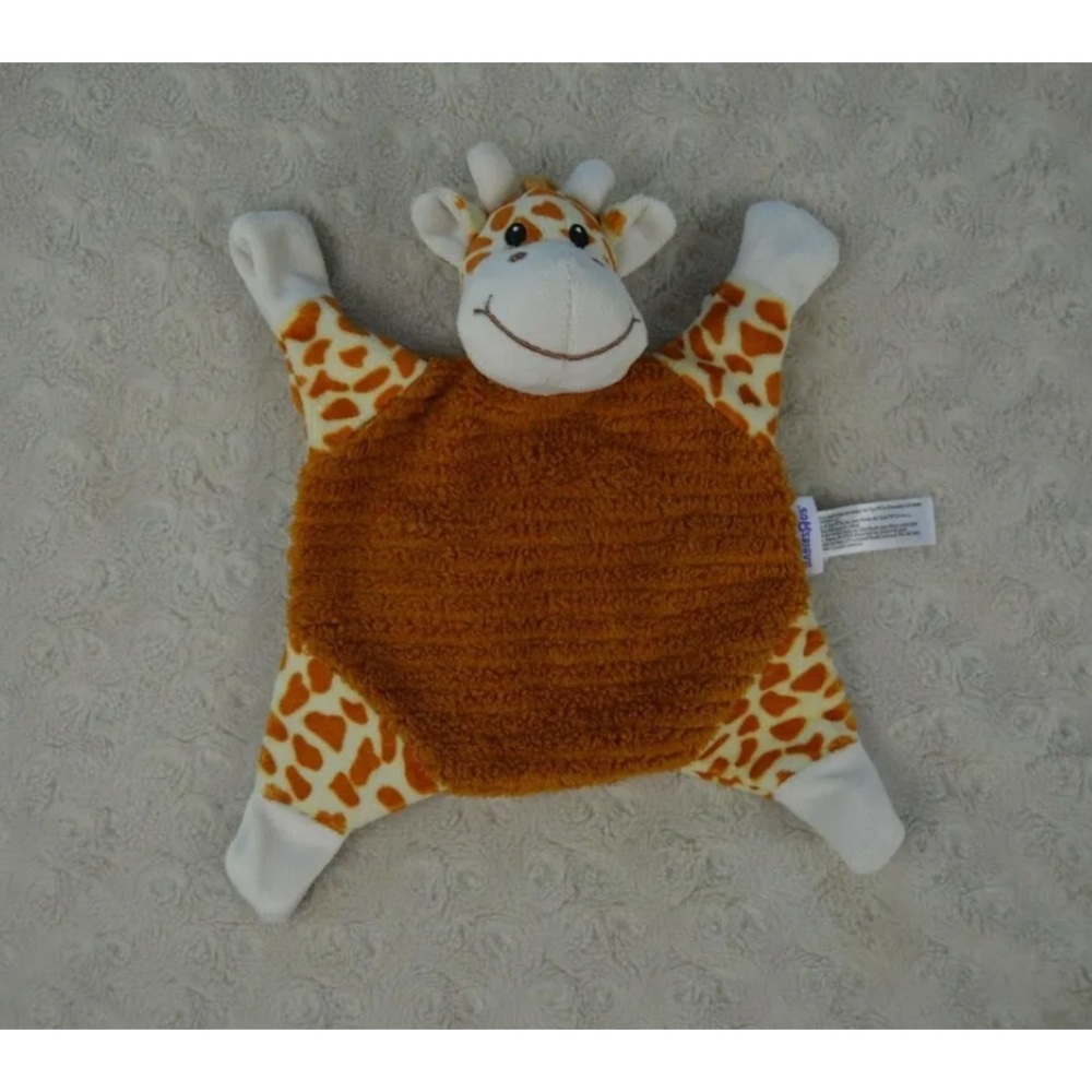 Babies R Us Giraffe Lovey Security Blanket Brown Cream Crinkle Cordy Plush Toy